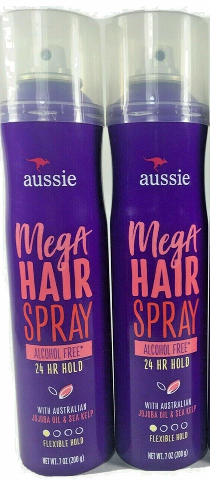 2 AUSSIE Mega 24 HR Flexible Hold Hair Spray, Jojoba Oil & Sea Kelp Alcohol Free - Image 1 of 1