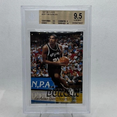 1997-98 TIM DUNCAN ROOKIE FLEER #201 BGS 9.5 GEM ESTADO PERFEITO - Imagem 1 de 2