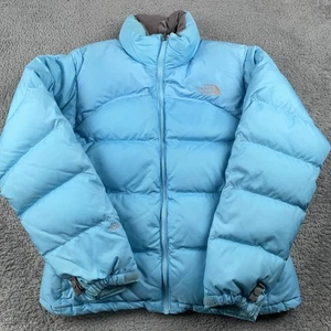 VTG North Face Jacket Womens Medium Blue Nuptse 700 Puffer Down Insulated Coat - Picture 1 of 17