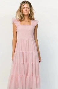 Maxi Vestido BALTIC BORN/Malva Calado Volantes Malla en Niveles/Talla Grande - Imagen 1 de 4