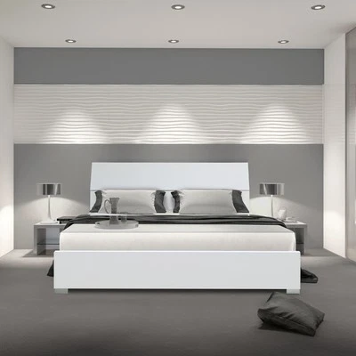 LETTO MATRIMONIALE CON GIROLETTO BIANCO EFFETTO LEGNO - Immagine 1 di 4