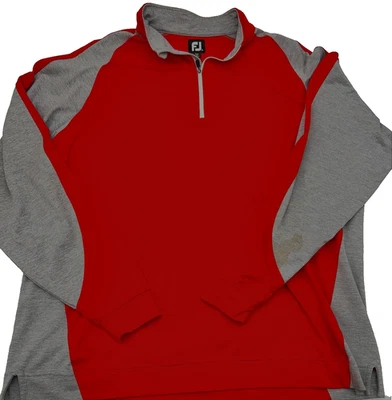 Pulôver masculino Footjoy (XL) vermelho 1/4 zíper manga longa golfe náilon elastano elástico - Imagem 1 de 4