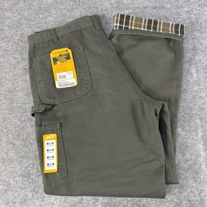 Carhartt Pants Mens 40x34 Fits 38x33 Green Flannel Lined Utility Work B111-MOS - Picture 1 of 16