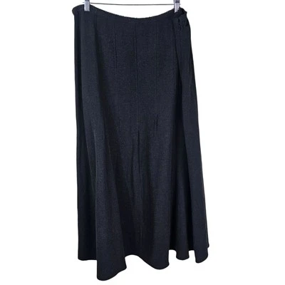 J. Jill Black Maxi Skirt L Hemp/Silk Blend Full Pull On Office Modest Lagenlook - Image 1 of 4