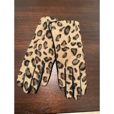 Guantes para mujer H M estampado de leopardo ribete de cuero forrado invierno cálido accesorio de moda Foto 1 de 4
