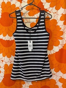 Jeanswest XS 8 Breastfeeding Nursing Tank Singlet Top Black White Striped NWT - Picture 1 of 10