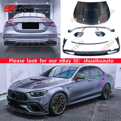 Kits de carrocería de labio delantero trasero para ala de fibra de carbono para Mercedes Benz E63 AMG S W213 21+ Foto 1 de 4