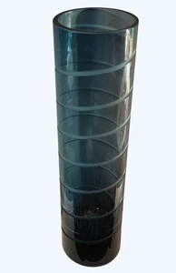 Große spiralförmige blaue schwere Glasvase 11 3/4" Zylinder Design - Bild 1 von 3