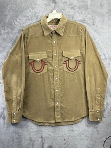 Vintage True Religion hergestellt in den USA Cord Perlen Druckknopf Western Cowboy Hemd Large Rodeo - Bild 1 von 20