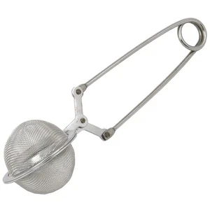 Stainless Steel Snap Mesh Ball Tea Infuser Loose Leaf Filter Strainer w/ Handle - Picture 1 of 3