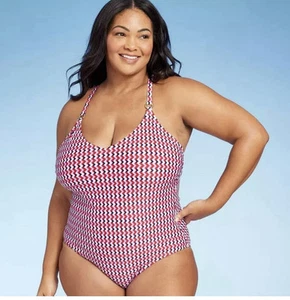 Kona Sol Women's Sz: 17 One-Pc Red/White/Blue Ring Strap Detail Swimsuit NWT $46 - Picture 1 of 9