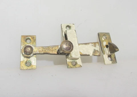 Victorian Brass Door Latch Lock Hook Catch Old Barn Gate Antique Vintage 4"W Cover