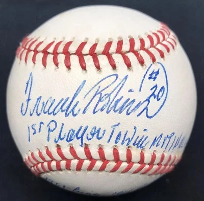 Frank Robinson 1st Player To Win MVP In NL AL Signed Baseball PSA/DNA - Image 1 of 4
