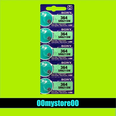 Brand New [Exp 10/2032] 5 SONY 364 SR621SW Watch Battery Ships from CA - Image 1 of 2