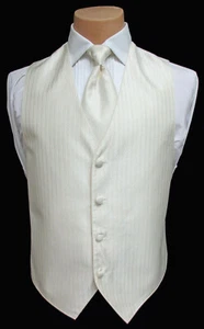 Men's Ivory Jean Yves Tuxedo Vest & Tie Paisley Formal Wedding Groom Prom  - Picture 1 of 9