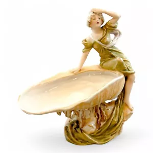 Art Nouveau Royal Dux porcelain "Maiden on shell" vide poche figurine, model 818 - Picture 1 of 13