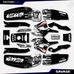 Gray Savage Camo Racing Fender Graphics Kit fits Yamaha Warrior 350 Decals - Foto 1 di 2