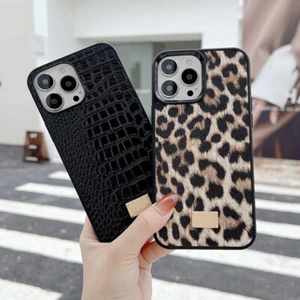 Leopard Print Snake Crocodile Hard Phone Case For iPhone 16 15 14 Pro Max Cover - Picture 1 of 15