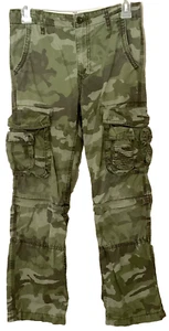 Vtg Old Navy Camo Cargo Pants Woodland Camouflage Zip Knees Boys Youth Sz 14 - Picture 1 of 9