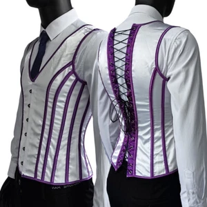 Corset Vest Medieval Dress Waistcoat Lace Up Bones Tight Tops Wedding Stage - Picture 1 of 21
