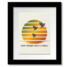 Three Little Birds - Bob Marley Song Lyric Reggae Art Poster Print Illustration