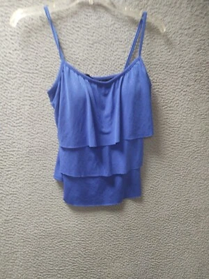 Купальный костюм-танкини Caribbean Joe топ женский размер 10 синий с заклепками оборка - Изображение 1 из 4