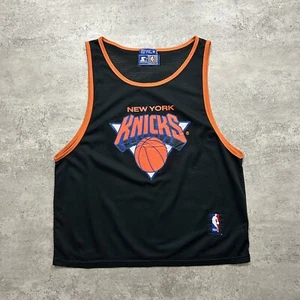 VTG 90s NBA NEW YORK KNICKS STARTER JERSEY SIZE M BLACK MESH - Picture 1 of 5