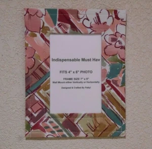 Designer Photo Frame Fabric Cloth Frame Pink Multi Color Floral fits 4x6" Photo - Picture 1 of 7