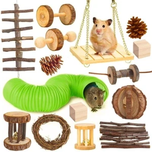 Ashymily Hamster Bunny Chew Toys Set 15 Pack Natural Wooden Guinea Pig Toys - Picture 1 of 6