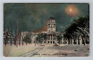 Lincoln NE-Nebraska, State Capitol in Winter, c1912 Antique Vintage Postcard - Foto 1 di 2
