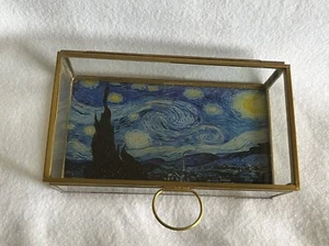 Vincent Van Gogh Starry Night Clear Glass Keepsake Trinket Box Hinged Large - Picture 1 of 15