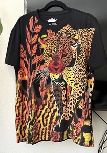 Heads or Tails Men’s Rainstones Beaded / Black / Tiger T-shirt Size XL - Picture 1 of 8