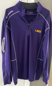 LSU Columbia Golf Pullover Omni Wick Purple Louisiana State University Tigers Lg - Picture 1 of 9