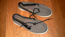 BOYS KIDS CANVAS LACE UP COLE HAAN SLIP ON BOAT SHOES 4 GRAY EXCELLENT