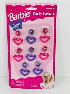 NUOVI ORECCHINI NOS VINTAGE ANNI 90 1997 BARBIE PARTY BOMBONIERE TARA ROSA VIOLA CUORE 4 PAIA - Foto 1 di 3