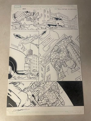 FANTASTIC FOUR MARVEL AGE #11 original comic art THING HUMAN TORCH DETAIL 2005 - Image 1 of 2