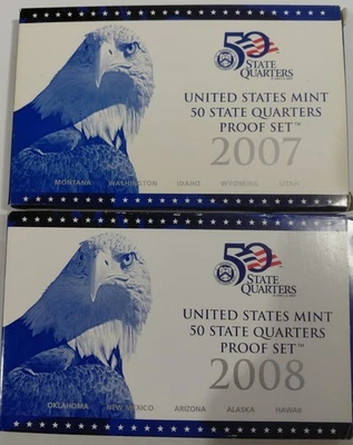 2007 & 2008 S U.S. Mint State Quarter Clad Proof sets. - Image 1 of 3