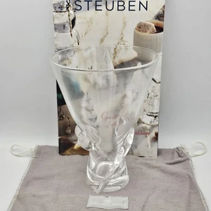 Vintage Steuben Art Glass Vase 6.5" Signed Spiral Crystal Decor With Cloth Bag - Picture 1 of 8