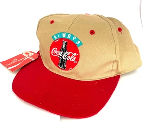 Vintage New Coca-Cola Hat Cap Snap Back Brown Red Embroidered Always Bottle Mens - Picture 1 of 8