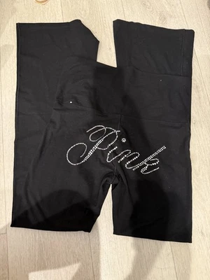 vs PINK flare leggings LIMITED EDITION PURE BLACK BLING LOGO SIZE XS-2XL & SHORT - Image 1 of 3