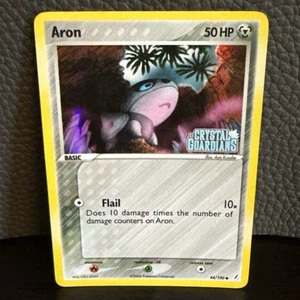 Pokémon TCG Aron 44/100 Crystal Guardians Stamped Reverse Holo LP - Picture 1 of 7