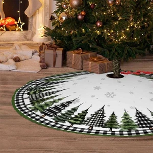 Christmas Tree Skirt Buffalo Plaid Xmas Tree Skirts Mat Rustic Vintage Farmho... - Picture 1 of 8