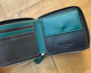 TED BAKER Leather Chocolate Brown Bifold Wallet RFID Zip-Around COINS Cards £75 - Picture 1 of 14