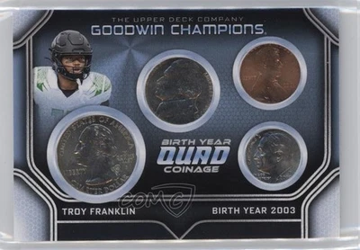 2024 Upper Deck Goodwin Champions Birth Year Coinage /50 Troy Franklin Rookie RC - Image 1 of 3