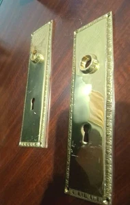 Set NEU, ALTER BESTAND, MASSIVES MESSING viktorianisch, Art Deco, Türrückplatten - Bild 1 von 6