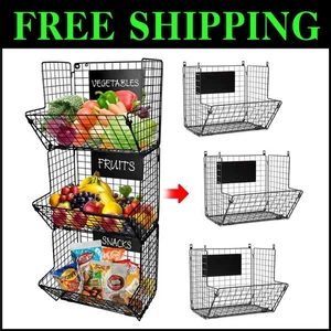 Multipurpose 3-Tier Storage Baskets for Kitchen & Pantry - Stackable & Hangable - Picture 1 of 8