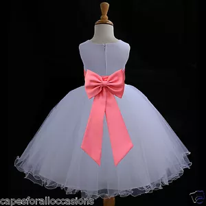 NEW WHITE PAGEANT FLOWER GIRL DRESS WEDDING 12-18m 2/3T 4/5T 6 6X 7 8 9 10 11 12 - Picture 1 of 39