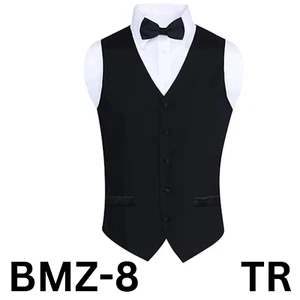 S.H. Churchill & Co. Mens 100% Wool Formal Black Vest and Black Satin Tie Set, M - Picture 1 of 6