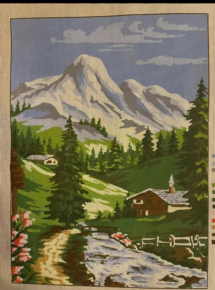 Printed needlepoint Tapestry Cabin In The Mountains Canvas Only 45x60 Cm Temeljk - Image 1 of 1