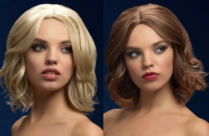Olivia Fever Wig Ladies Deluxe Heat Resistant Fancy Dress Bob Wig Blonde Or Brow - Picture 1 of 3